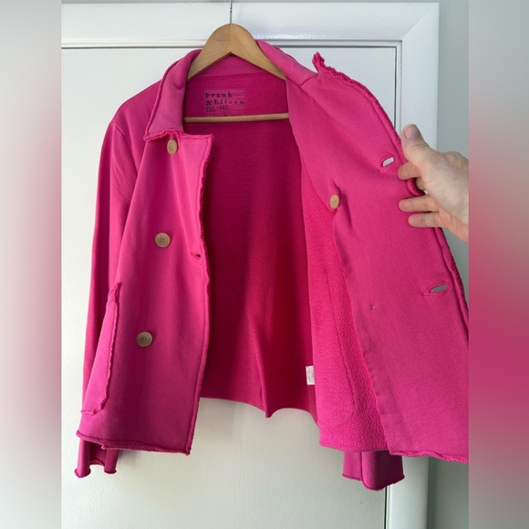New! Frank & Eileen Mini Belfast Cardigan Soft Blazer Triple Fleece Rose Pink L - Picture 7 of 9